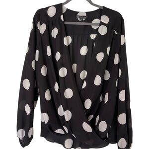 INC Classic Black and white wrap blouse size XS